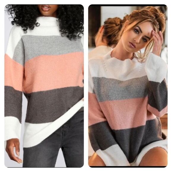 NWOT Windsor Mock Neck Colorblock Sweater Size XS - Picture 4 of 7